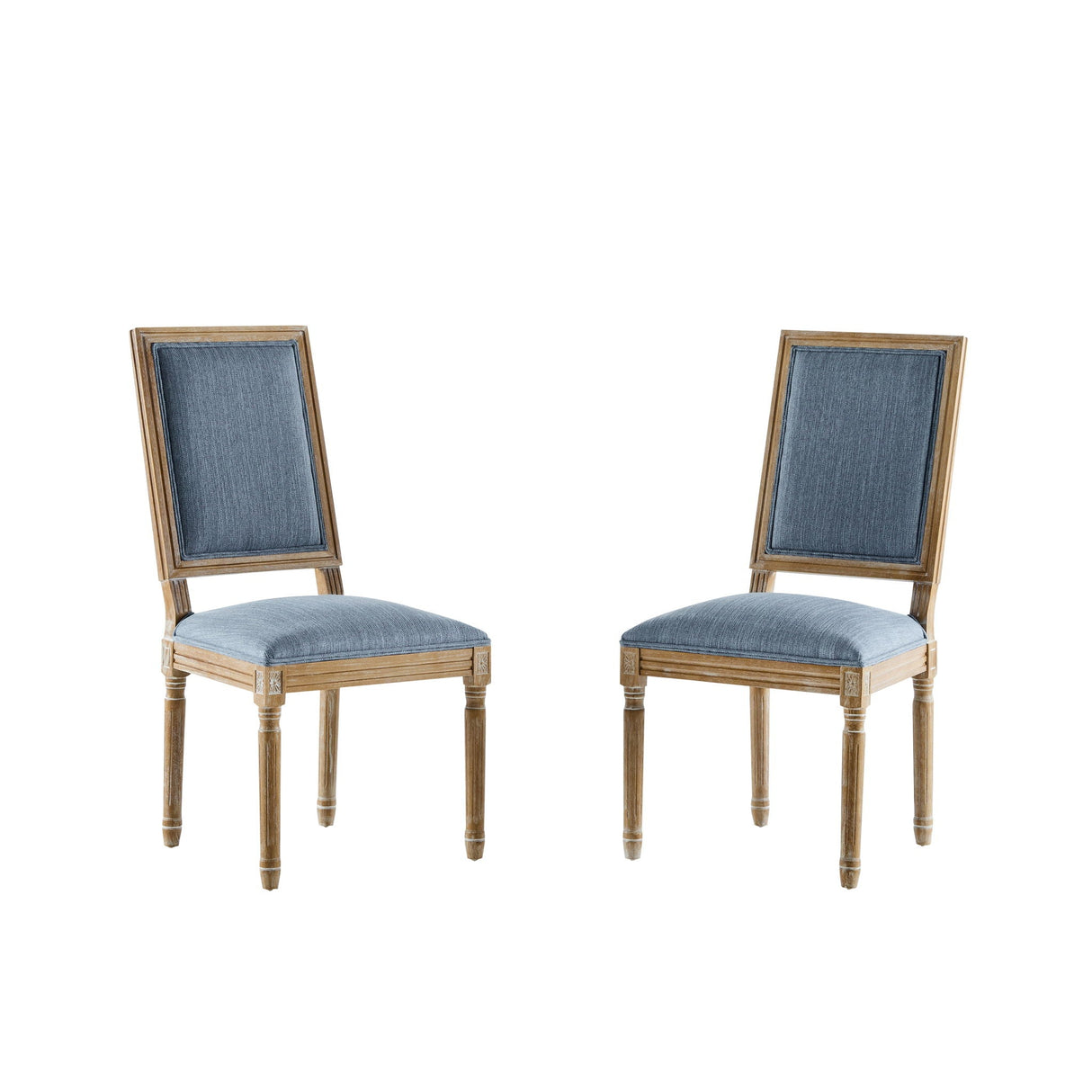 French Country Style Dining Chair with Upholstered Seating and Fluted Legs