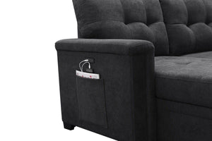 Ashlyn - Sleeper Sectional Sofa Chaise With USB Charger And Tablet Pocket - Dark Gray by Couch.com