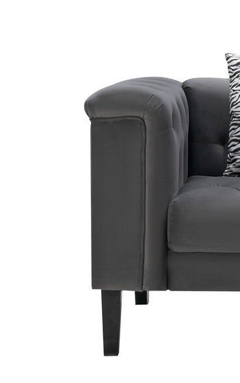 Mary - Velvet Tufted Chair With 1 Accent Pillow - Dark Gray by Couch.com