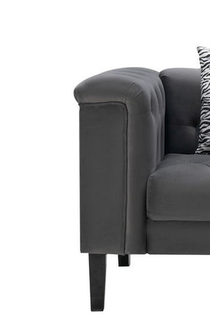 Mary - Velvet Tufted Chair With 1 Accent Pillow - Dark Gray by Couch.com
