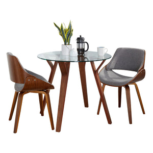 Folia - 3 Piece Dining Set Round Fabrizzi Mid-Century Modern - Walnut / Gray by Couch.com