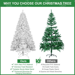 7ft White Christmas Tree with Memory Wire and 1064 Tips