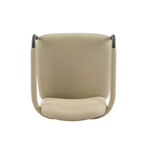 Modern Dining Chair Set of 2 with Iron Frame - Espresso / Khaki