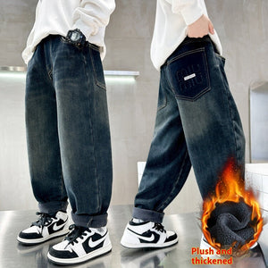 Korean Style Big Children Thick Warm Pants