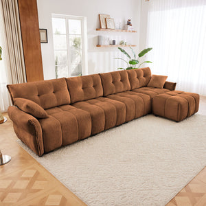 Elegant Sofa Set With Ottoman And Pillows, Textured Chenille, High Resilience Cushions by Couch.com