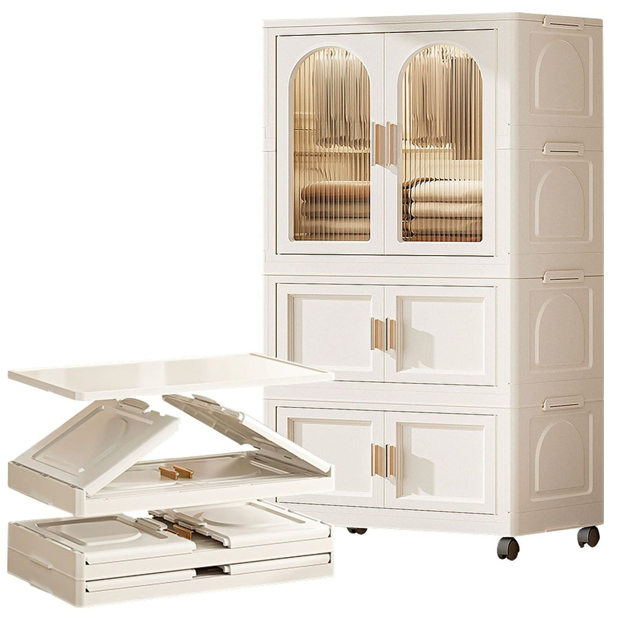 Folding Wardrobe Cabinet With Magnetic Doors, Wheels And Hangers by Couch.com
