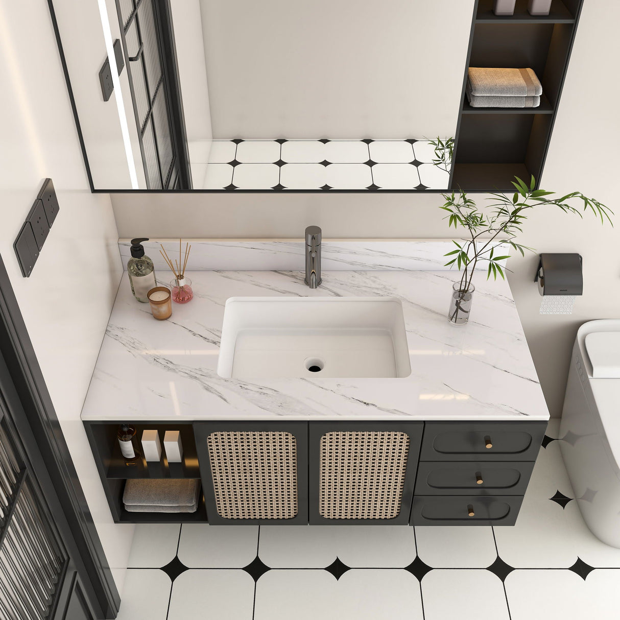 Bianco Carrara Venato Marble Vanity Top With Pre Drilled Faucet Hole And Undermount Sink by Couch.com