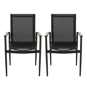 Barrister Dining Chair Set of 2 - Black / Natural