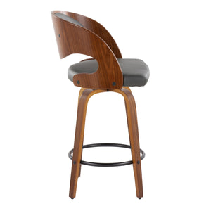 Pino - Mid Century Modern Fixed Height Barstool With Swivel With Round Footrest (Set of 2) by Couch.com