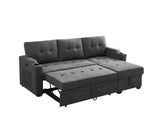 Mabel - Woven Fabric Sleeper Sectional With Cupholder, USB Charging Port nd Pocket - Dark Gray by Couch.com