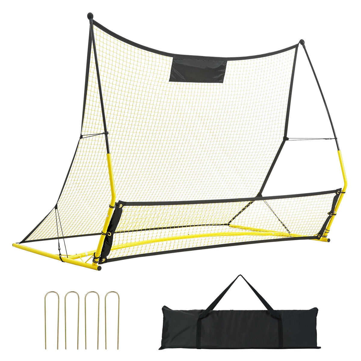 Soccer Trainer, 2-IN-1 Portable Soccer Rebounder Net, 71'x40' Iron Soccer Practice Equipment, Sports Football Rebounder Wall with Portable Bag, Perfect for Team Solo Training, Passing, Volley