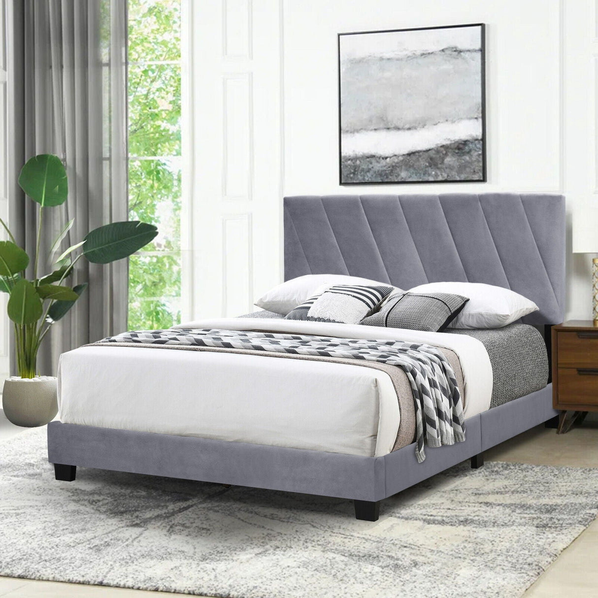 Queen Adjustable Upholstered Bed Modern Minimalist Top Styles by Couch.com