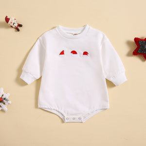 New Baby Printed Christmas Hat Cartoon Jumpsuit