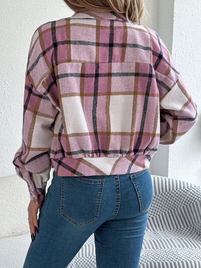 Classic Plaid Button Up Long Sleeve Jacket Women Cozy Trendy Everyday Wear Simple Jacket