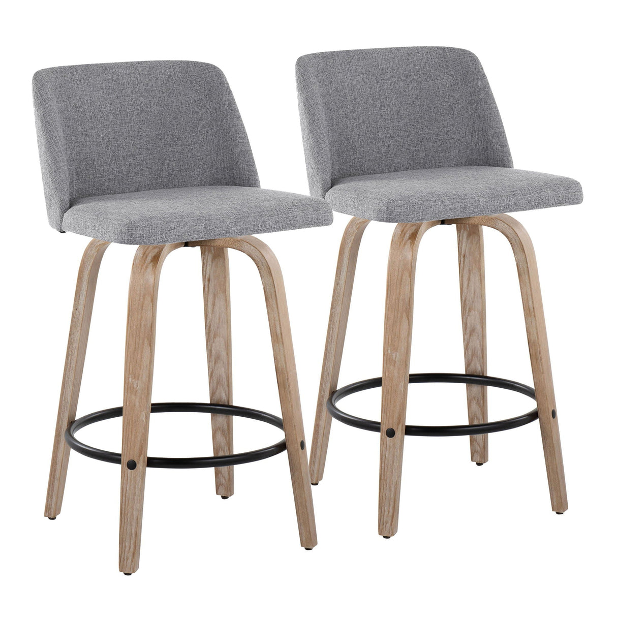 Toriano - Contemporary Fixed-Height Counter Stool & Swivel With Round Footrest (Set of 2) by Couch.com
