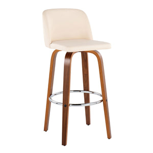 Toriano - Mid Century Modern Fixed Height, Barstool With Swivel With Round Footrest (Set of 2) by Couch.com