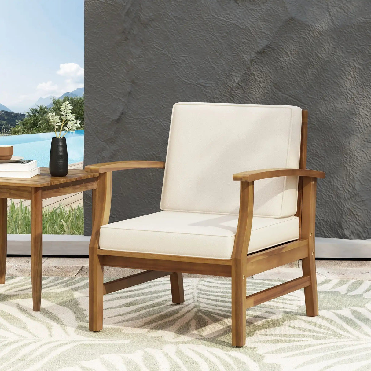 Perla Contemporary Club Chair with Water-Resistant Cushion