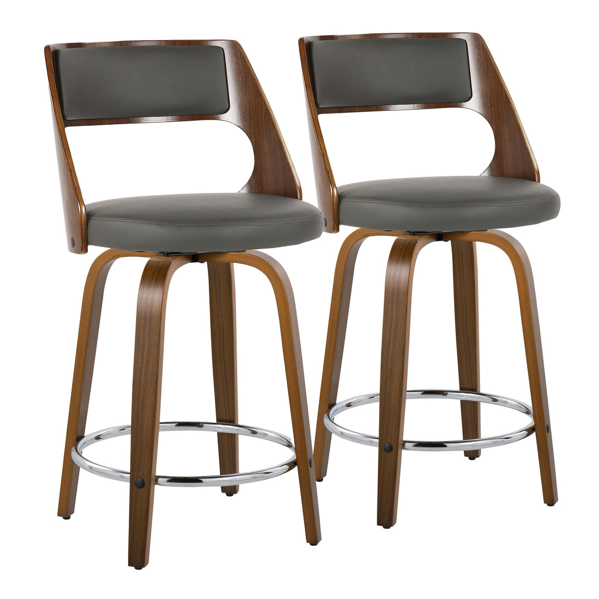 Cecina - Mid-Century Modern Fixed Height Counter Stool With Swivel And Round Footrest (Set of 2) by Couch.com