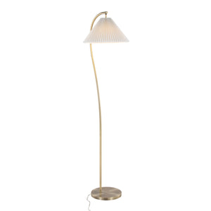 Cassis - Glam / Art Deco Floor Lamp Pleated - Gold / White by Couch.com