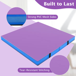 4ft x 4ft x 4in Bi-Folding Gymnastic Tumbling Mat with Handles and Cover-Purple