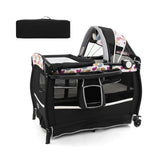 4 in 1 Portable Pack and Play Baby Nursery Center with Bassinet-Purple