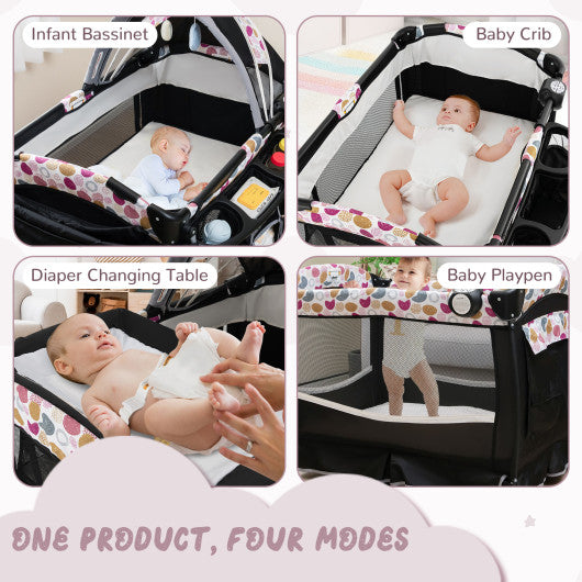 4 in 1 Portable Pack and Play Baby Nursery Center with Bassinet-Purple