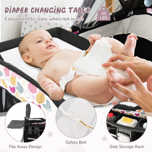 4 in 1 Portable Pack and Play Baby Nursery Center with Bassinet-Purple