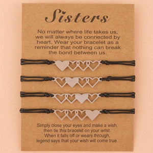4pcs/set Charismatic Heart Sisters Card Bracelets Best Friendship Forever Stainless Steel Handmade Mother Daughter Wish Bracelets Set Mommy And Me Heart Charm Relationships Matching Bracelet With Card For Women Sister Mom