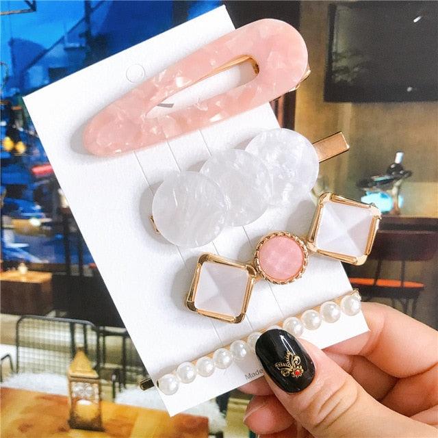 4pcs/set Women Hair Accessories Jewelry Korean Simulation Pearl Barrette Love Hearts Hair Clips For Girls Pink Hairpins Wedding Hair Accessories for Brides and Bridesmaids