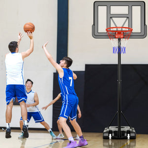 4.4-10 Feet Portable Basketball Hoop Adjustable with 2 Wheels and Fillable Base-Black