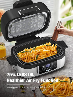 5-IN-1 5QT  Indoor Air Fry, Crisps, Roasts, Reheats, & Dehydrates, for Quick, Easy Meals,Nonstick，Black