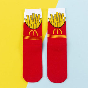 Women's Colorful Cotton Socks Fruits Banana Avocado Lemon Egg Cookie Donuts Food Happy Color Socks