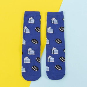 Women's Colorful Cotton Socks Fruits Banana Avocado Lemon Egg Cookie Donuts Food Happy Color Socks
