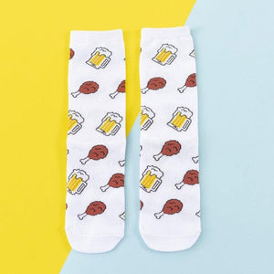 Women's Colorful Cotton Socks Fruits Banana Avocado Lemon Egg Cookie Donuts Food Happy Color Socks