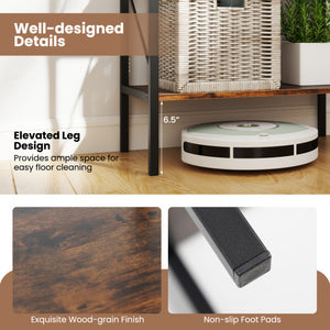 5-Tier Bookshelf with Open Shelves and Heavy Duty Metal Frame-Rustic Brown