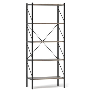 5-Tier Bookshelf with Open Shelves and Heavy Duty Metal Frame-Gray