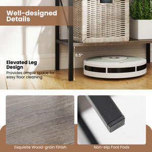 5-Tier Bookshelf with Open Shelves and Heavy Duty Metal Frame-Gray