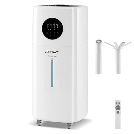 5.5Gal Humidifier with 360 ° Nozzles and Wheels for Large Room-White