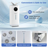 5.5Gal Humidifier with 360 ° Nozzles and Wheels for Large Room-White