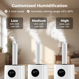 5.5Gal Humidifier with 360 ° Nozzles and Wheels for Large Room-White