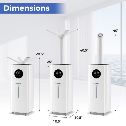 5.5Gal Humidifier with 360 ° Nozzles and Wheels for Large Room-White