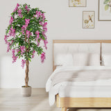 5.5 FT Faux Wisteria Plant in Nursery Pot with Blooming Flowers-Rose Red