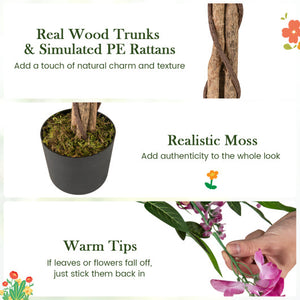 5.5 FT Faux Wisteria Plant in Nursery Pot with Blooming Flowers-Rose Red