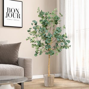 5.5 Feet Artificial Eucalyptus Tree with 517 Silver Dollar Leaves-2 Pack