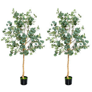 5.5 Feet Artificial Eucalyptus Tree with 517 Silver Dollar Leaves-2 Pack