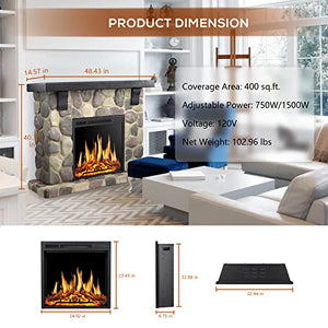 50 Inch Electric Fireplace Stone Mantel Package Y4926