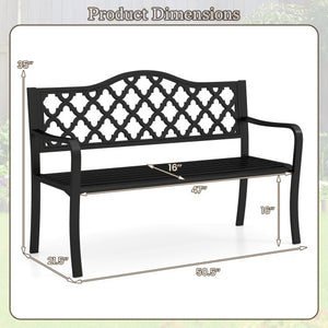 50.5 Inch Patio Bench with Curved Armrests for 2-3 People-Black