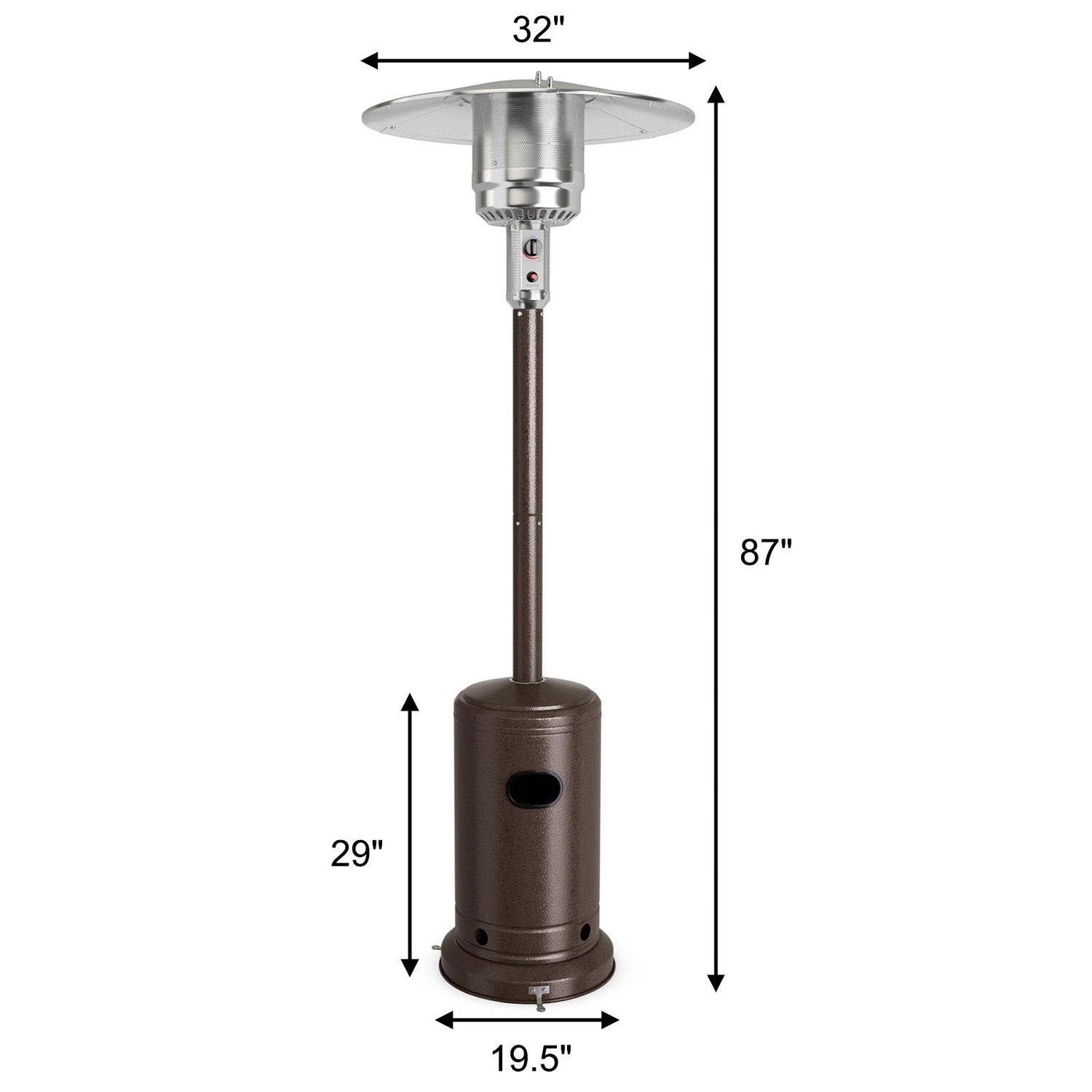 50000 BTU Garden Propane Standing LP Gas Steel Accessories Heater-Bronze