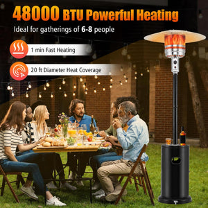 50000 BTU Propane Patio Heater with Round Table Design-Black
