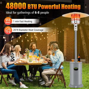 50000 BTU Propane Patio Heater with Round Table Design-Gray
